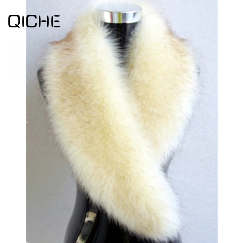 QICHE Women Faux Fox Fur Shawl Collar Scarf Thick Warm Furry Neck Wrap Winter Cold Protection Accessory