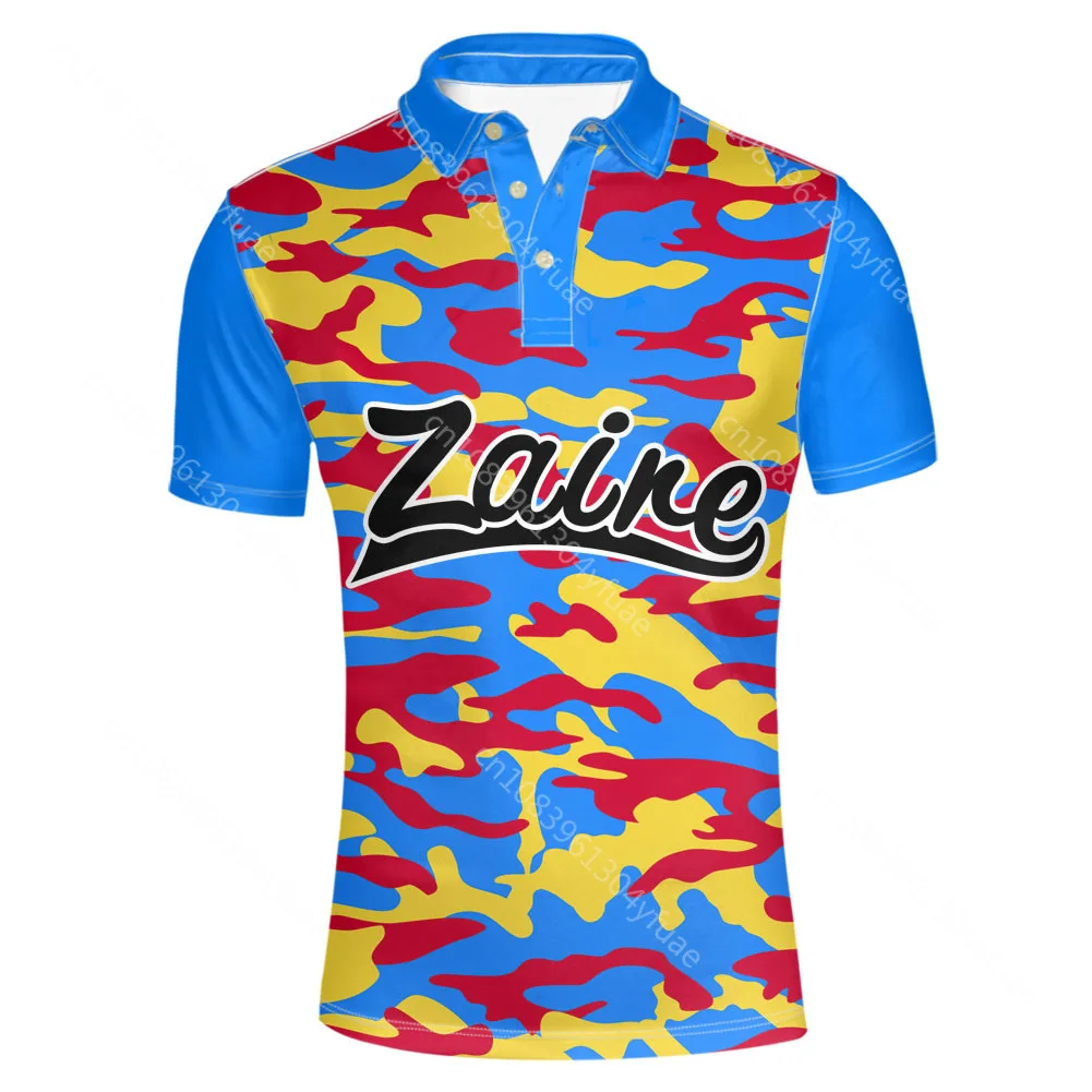 Zaire Male Youth Custom Made Name Number Zar lapel T Shirt Nation Flag Za Congo Country French Print Photo Casual Clothes