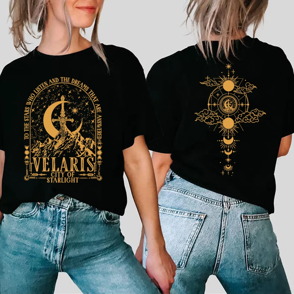 Velaris City of Starlight Two Sided Shirt  A Court of Thorns and Roses Court SJM Fan T-shirt Fantasy Y2K Unisex Tops Streetwear