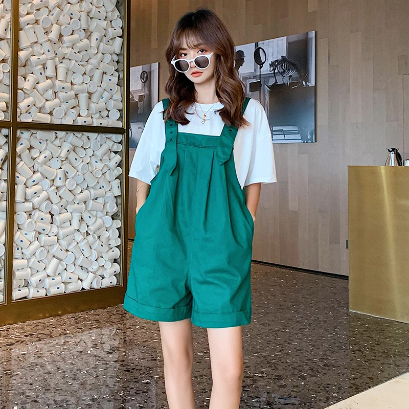 

Summer Fashionable Plus Size Pregnant Women's Overalls With Pockets Loose Casual Maternity Jumpsuits Wide Legs Rompers Playsuits