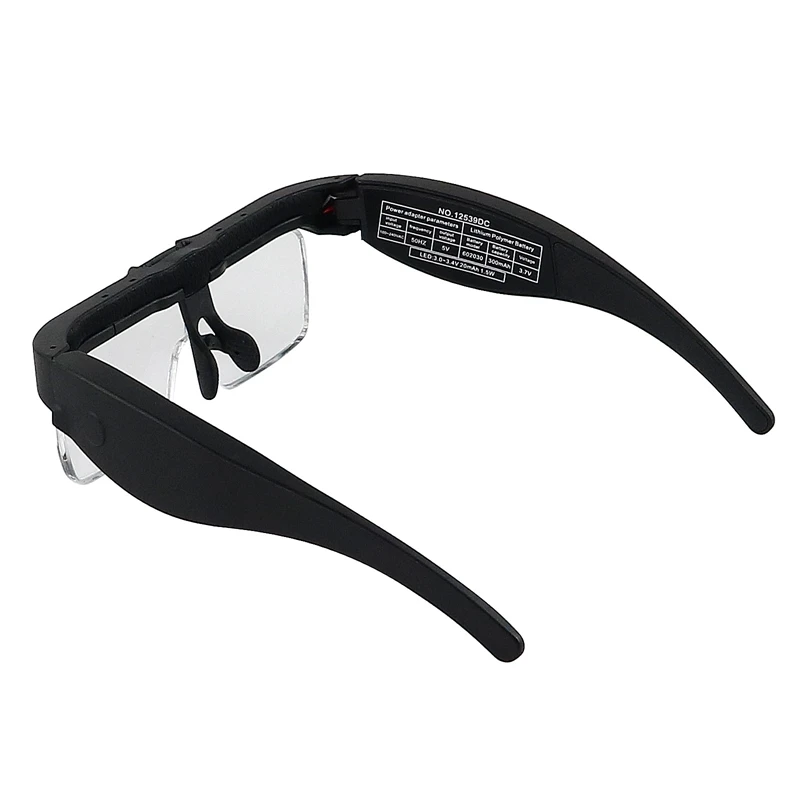 Lupas para gafas recargables 2.0X 3.0X 4.0X, lupa de gases de lectura de 150 / 250 grados con iluminación, reemplaza la lente