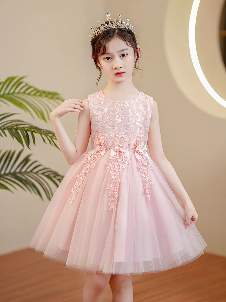 

Стильное тюлевое платье на день рождения для девочек, свадебное платье с цветочным узором для девочек, платье принцессы