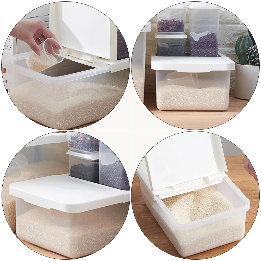 

1pc Sealing Rice Box Large Capacity Clamshell Kitchen Container Household Flour Grain Containerrice Storage Case Kitchen