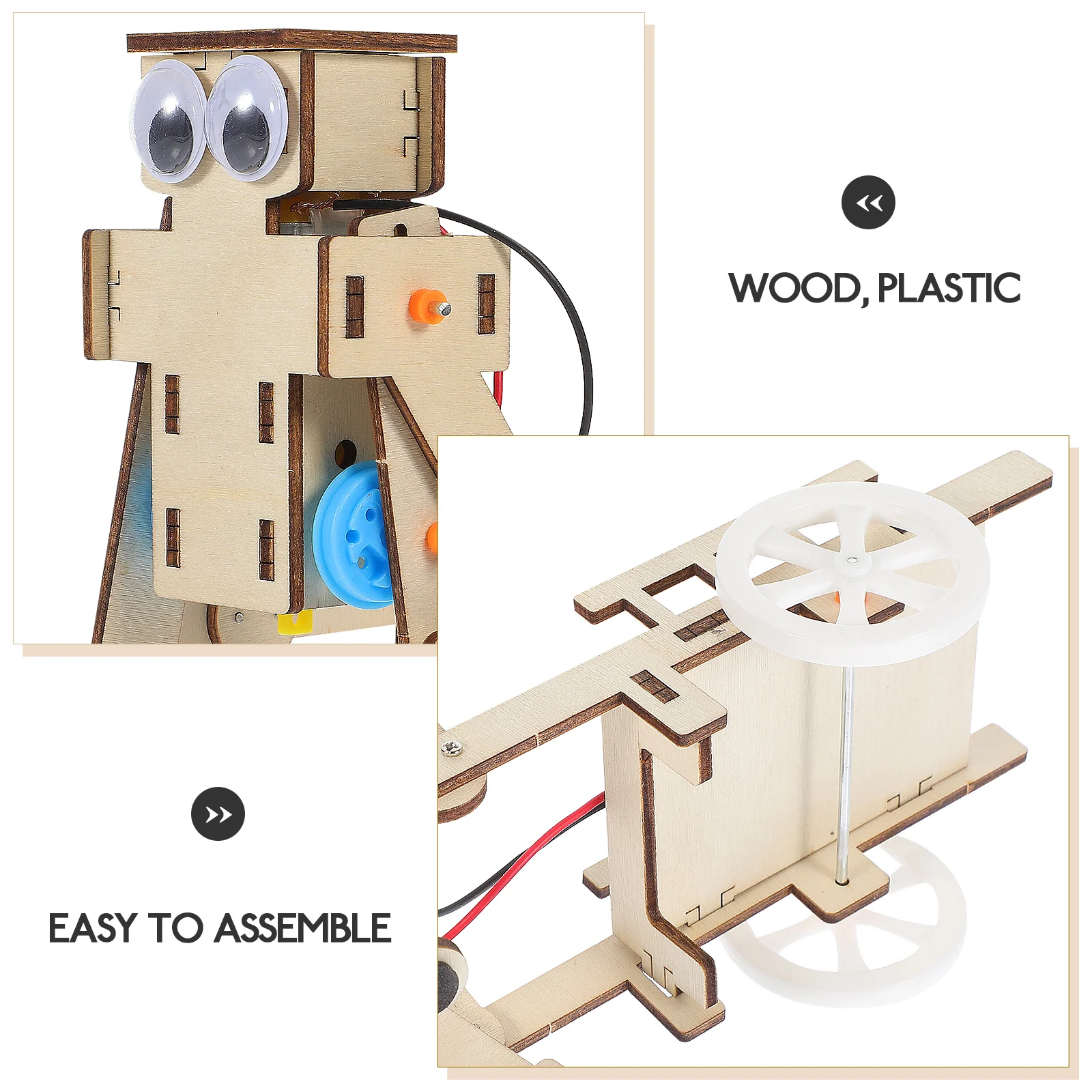 

1 Set Wooden Robot Building Kit Stem Educational For Kids Science Experiment Material 3D Diy Assembly Puzzle Intellectual Craft