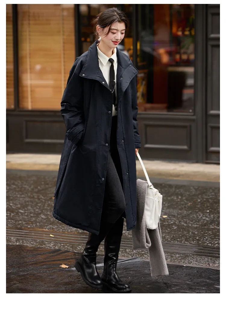 LOUIS YAO Stand-Up Collar Women's Down Coat 2025 Autumn/Winter Waist Belt Thickened Long-Length Puffy Duck Down Jacket