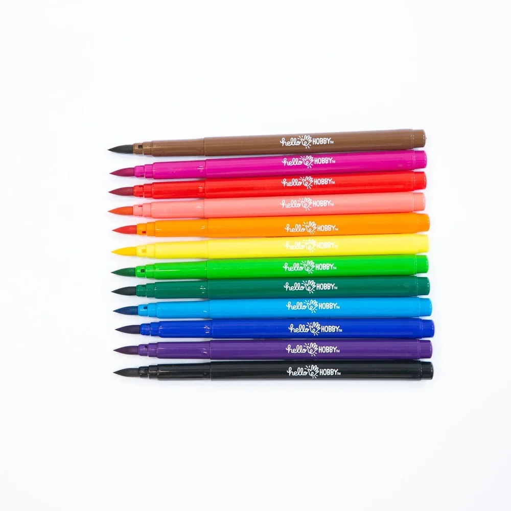 

Кисть-маркеры с моющимся чернильным наконечником, разные классические цвета, 12 шт.