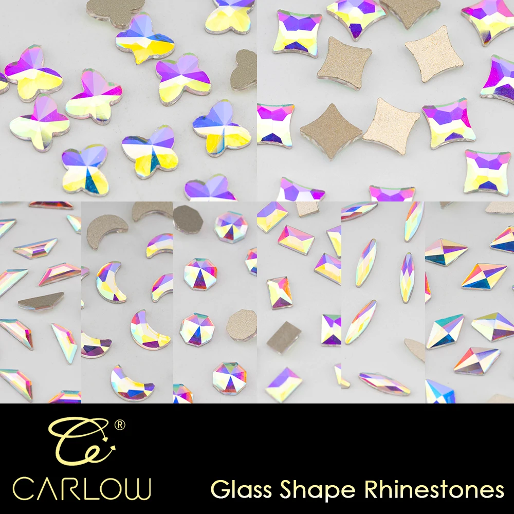 CARLOW Multi Shapes Flatback CrystalAB 100/500pcs Glass Nail Art Glitter Stones for Crafts Decoration Link 1