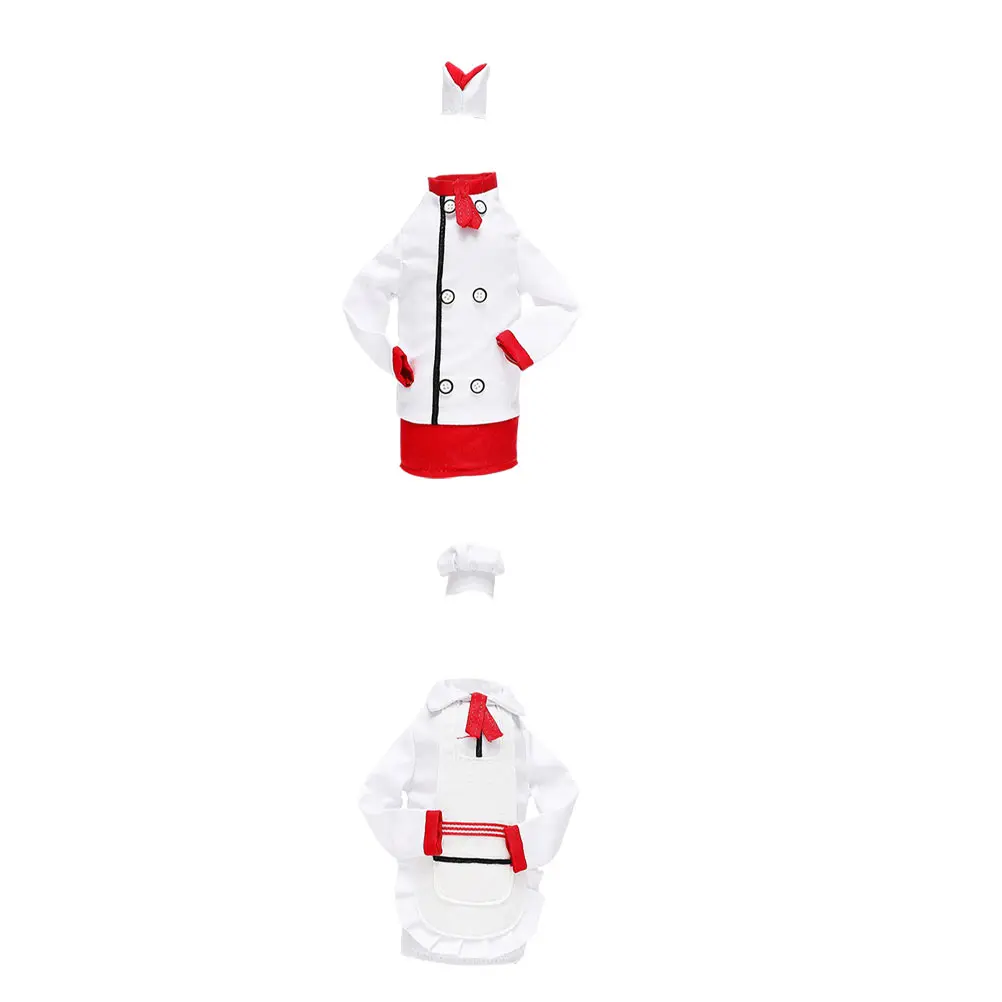 

2 Sets Decorations Chef's Clothes and Hats Bride Wine Bottle Cover Christmas Xmas Decors Decorative Covers