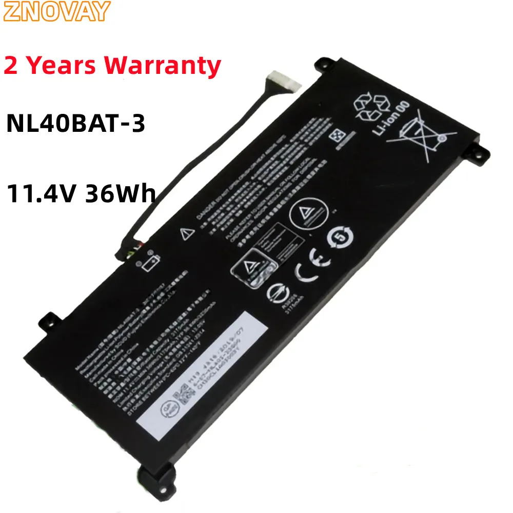 

ZNOVAY Laptop Battery NL40BAT-3 11.4V 36wh/3175mAh For NL40CU NL40GU NL50LU NL51LU 6-87-NL40S-32G21 6-87-NL4CS-32B01