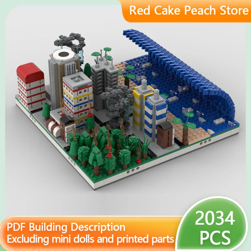 

City Street View Model MOC Building Bricks Urban Ruins Architecture Modular Technology Children Holiday Gifts Assemble Toys Suit