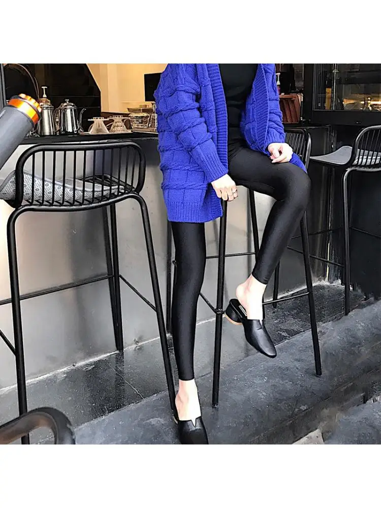 Large Size 4xl Women Leggings Black Luster Pants Wrap Leg Ice Silk Nylon Non Pilling Small Show Thin Beautiful Legs For Ladies