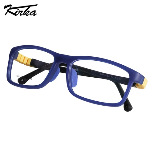 Imagen 2 del producto Monturas de gafas Kirka para niños, gafas de café de retales para niños TR90, gafas ópticas flexibles para miopía, montura de gafas rectangulares para niños y niñas 9011
