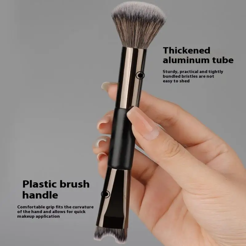 Juego de brochas de maquillaje profesional, 2/3 Uds., base en forma de U de doble cabeza, brochas de contorno de sombra de ojos negra, Kit de cosméticos de viaje