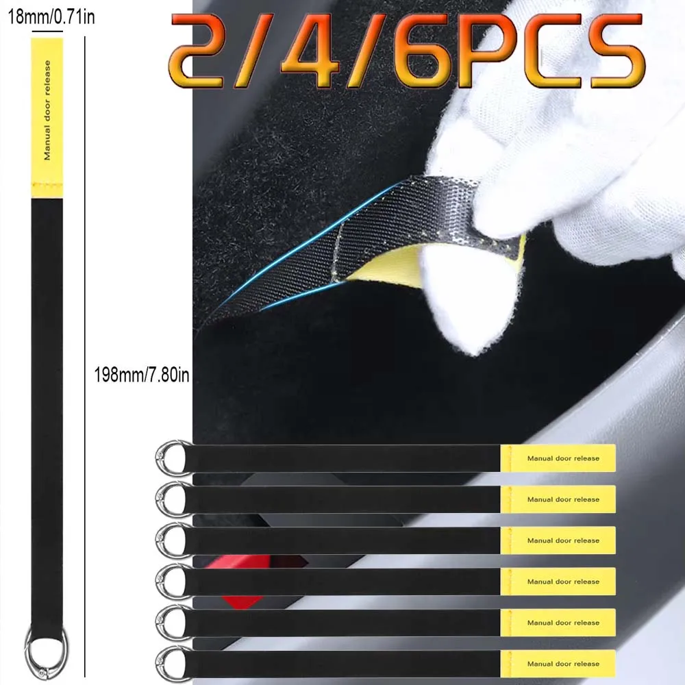 

2-6PCS Emergency Handle Escape Strap Extended for Tesla Model Y Manual Door Release Emergency Safety Pull Rope Emergency Puller