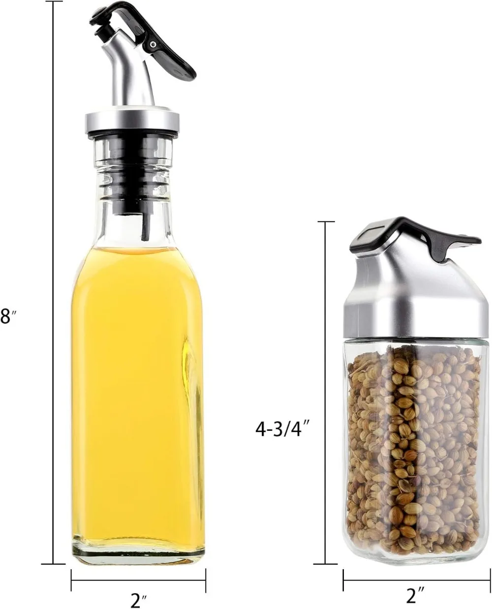 5 Pcs Oil & Vinegar Dispenser Set with Caddy Stand, Glass Salt Pepper Shakers, Drip-Free Pour, Ideal for Kitchen Dining Travel view 3