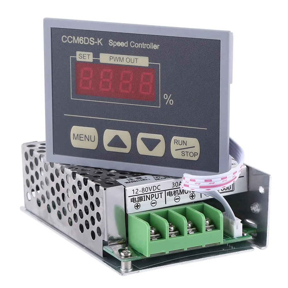 12V-80V DC Motor Speed Controller Digital Display Panel 30A High Power Speed Regulator Governor Soft Stop Slow Start