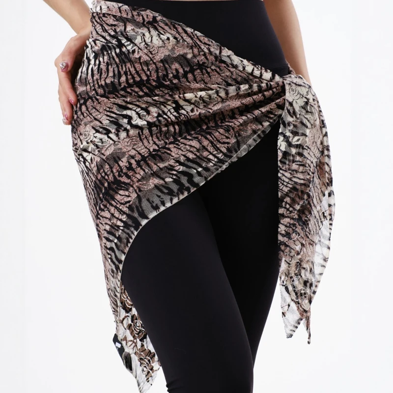 جديد تشاتشا ليوبارد تنّورة ملفوفة التعادل اللاتينية تنورة رقص المرأة رومبا قاعة الرقص التنانير مرحلة الرقص ملابس تدريب SL13595