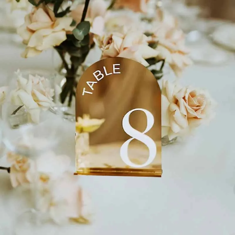 Acrylic Wedding Table Numbers,Gold Mirror Wedding Table Signs,Arch 3D Wedding Signage Decoration,Wedding Centerpieces For Table