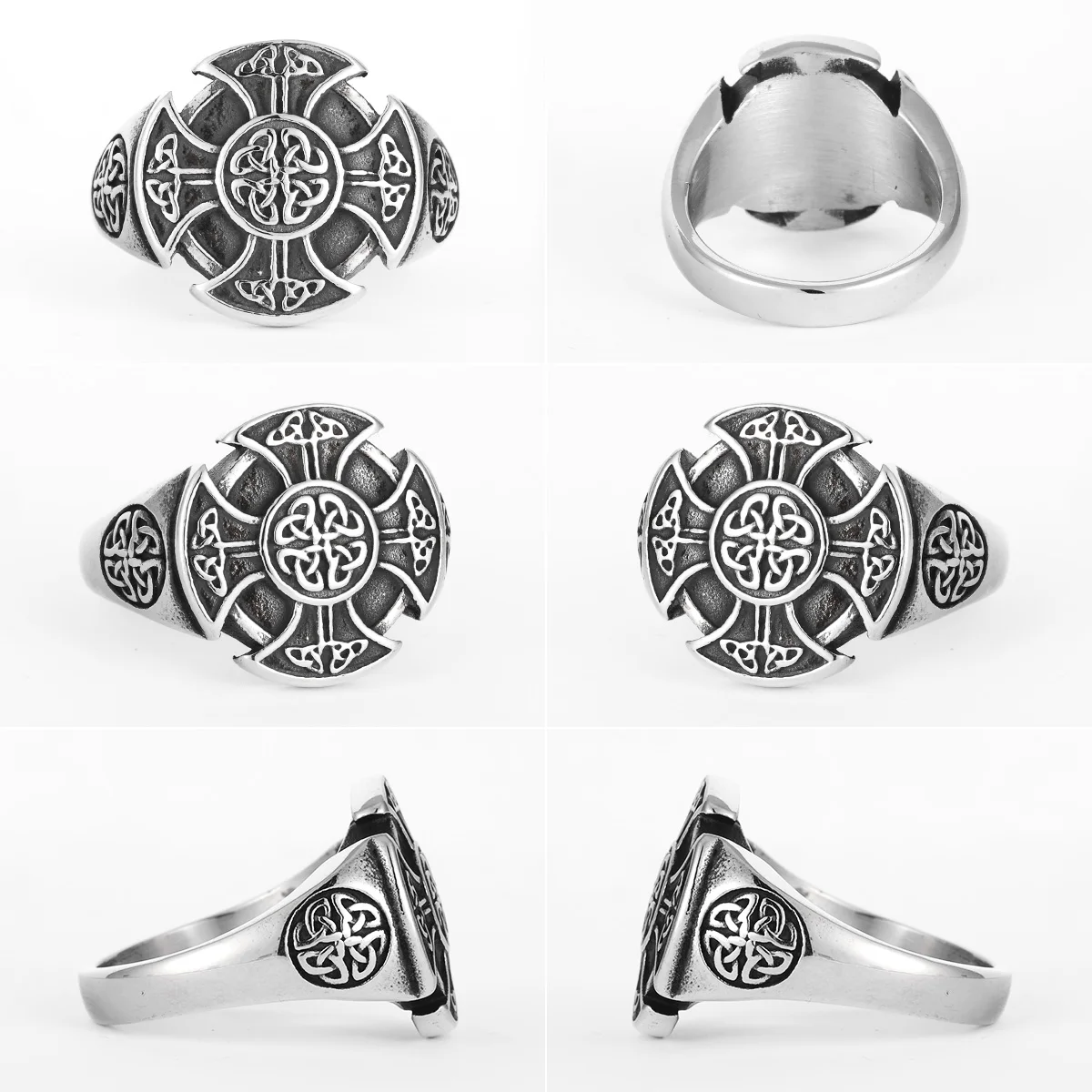 Celtic Knot Viking Cross Men Rings Stainless Steel Jewelry Punk Rock Cool Stuff Fashion Accessories For Women Gift Wholesale