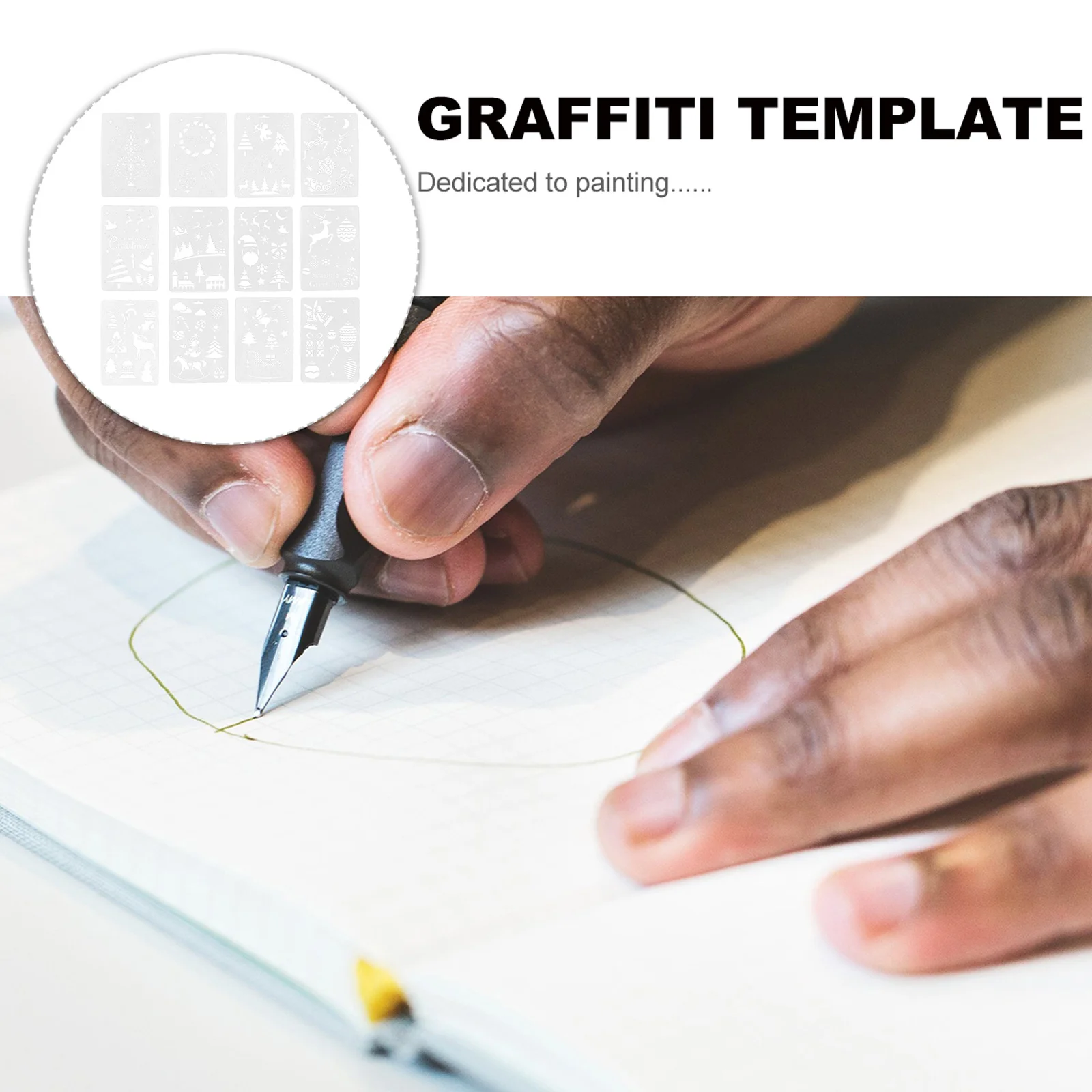 

12Pcs Christmas Drawing Stencils Creative DIY Accessories Safe Durable Lightweight Portable Kids Hands-on Gift