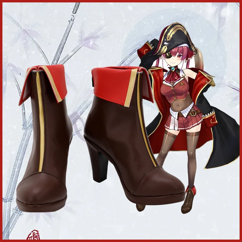 Vtuber Hololive Houshou Marine Cosplay Shoes Boots Halloween Cosplay Shoes Adult Women Girls