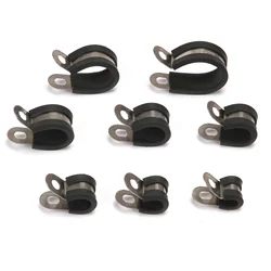 10pcs/20pcs Rubber Lined P Clips Cable Mounting Hose Pipe Clamp Fixing Pipes Stainless Steel Hardware Fasteners 6-24mm