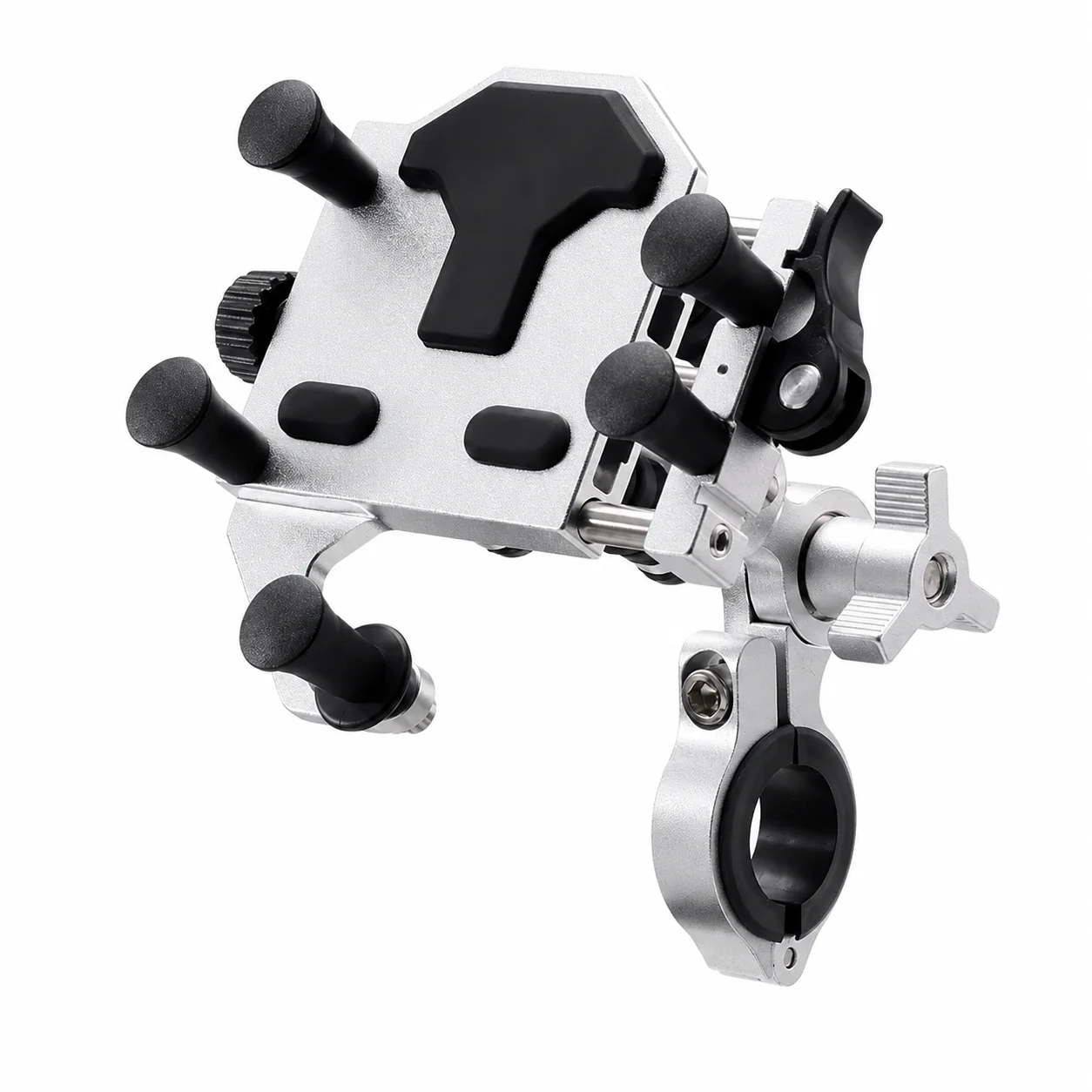 Motorcycle Phone Holder Aluminum Alloy Handlebar Mount 360 Rotatable Anti Vibration Adjustable Navigation Stand for Bike Bicycle