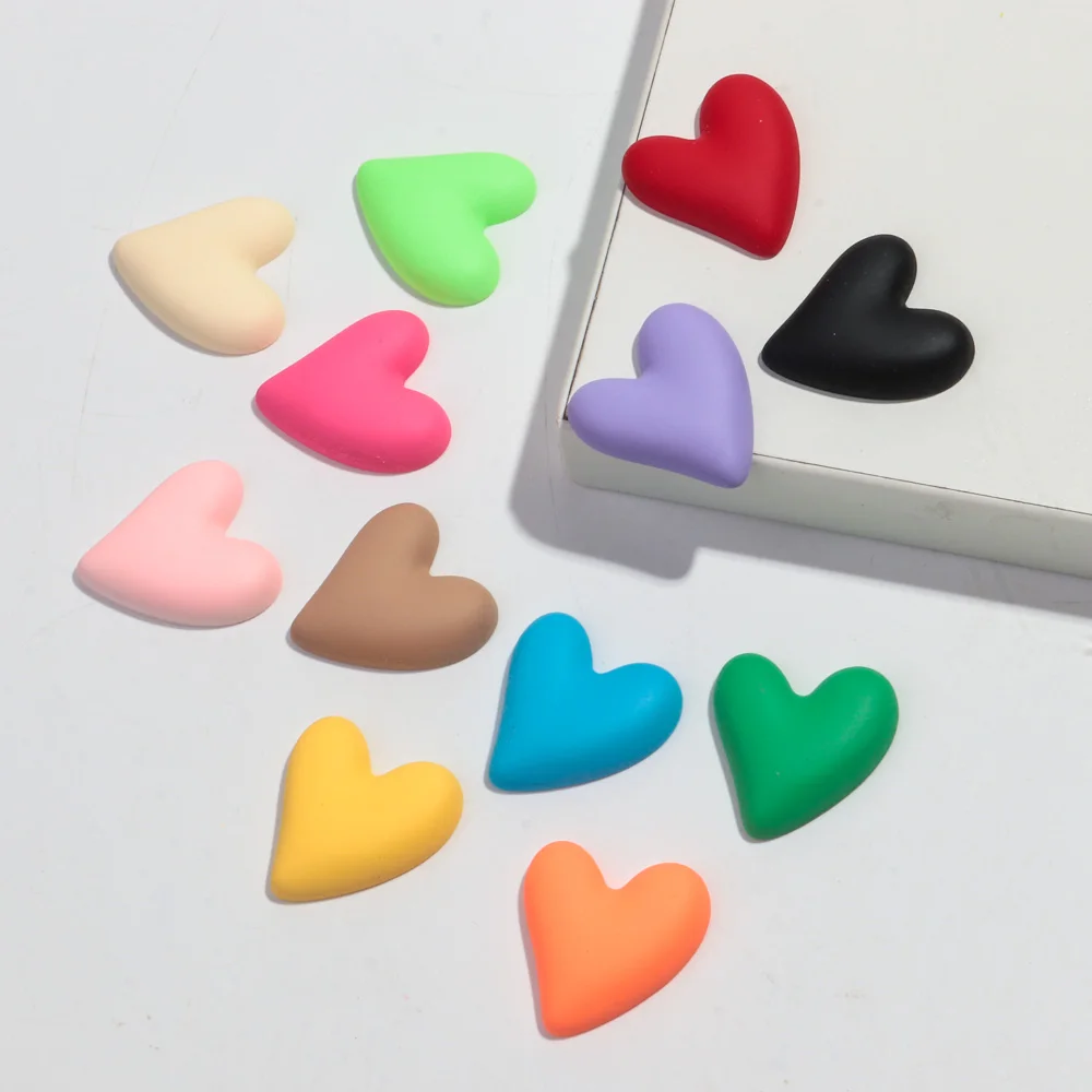 10pcs Cute Matte Acrylic Heart Bead Charms Colorful Love Pendant for Jewelry Accessories Making DIY Hairclip Earrings Wholesale