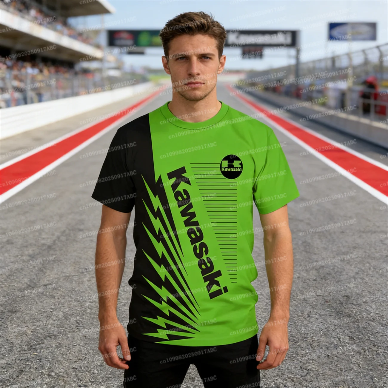 

(Kawasaki)Летняя мужская футболка Kawasaki для гонок на мотоциклах с 3D принтом, женская футболка Y2K, быстросохнущая мужская одежда, свободная спортивная одежда