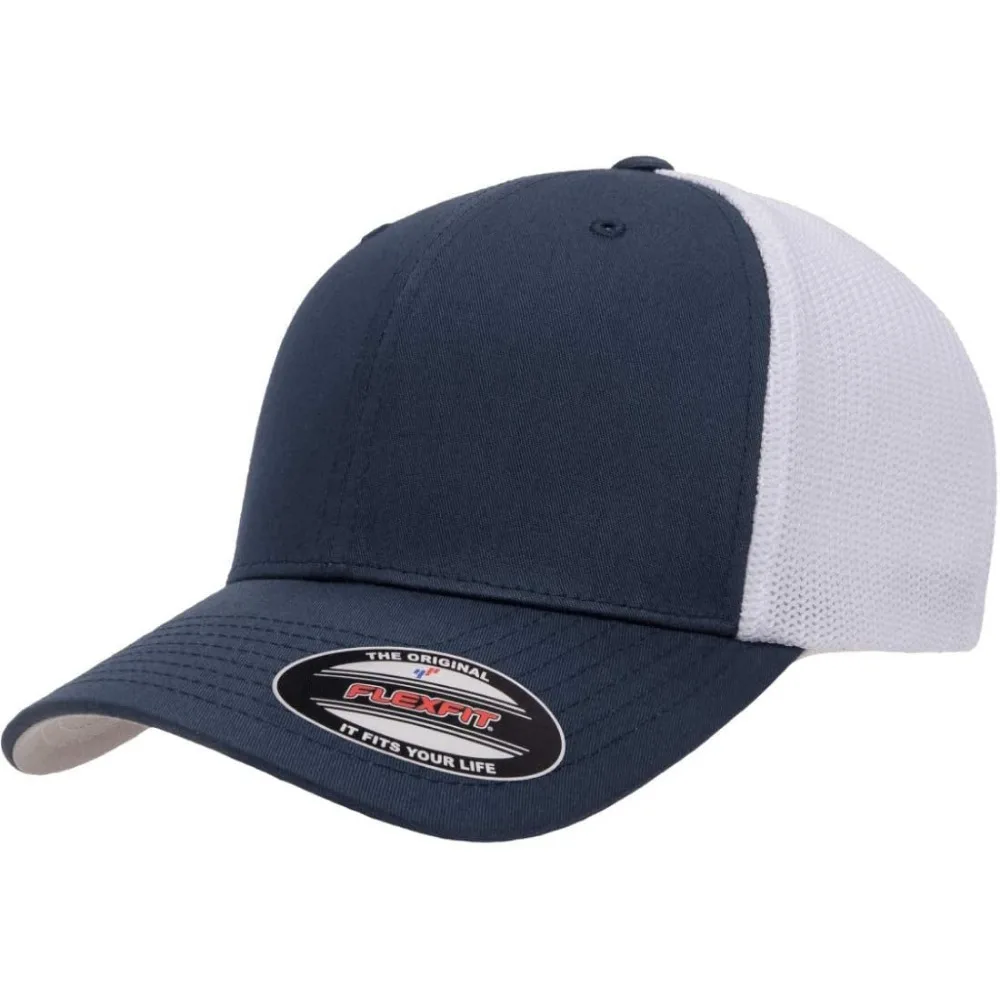 Stretchable Mesh Panels Mid-Profile Fitted Trucker Cap Bulk Pack Available