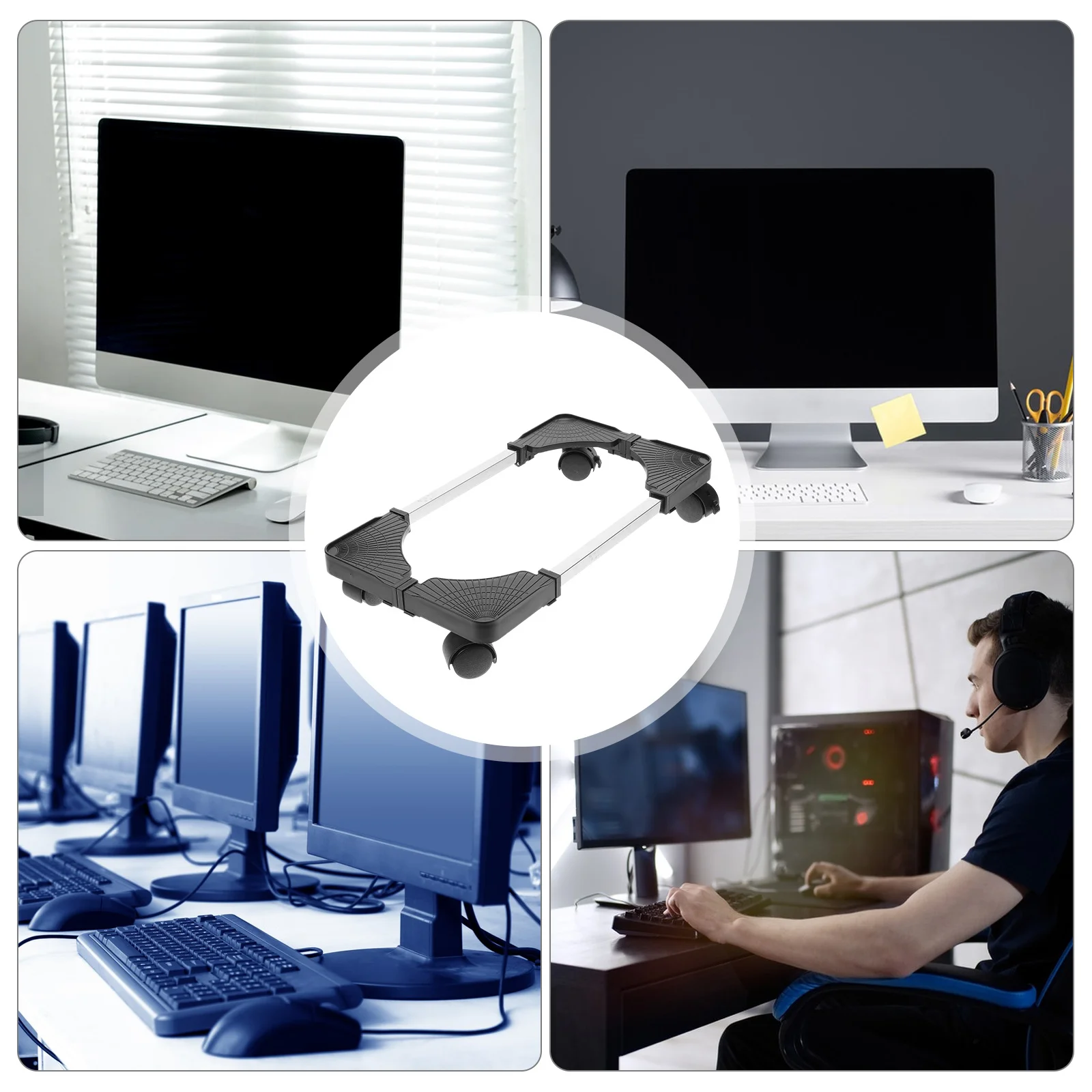 

Computer Tower Stand 40Kg Load Capacity Rolling Floor Stand For Desktop Pc Under Desk Mobile Cart With Wheels