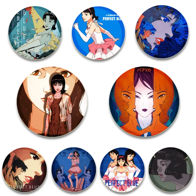 58/44/32MM Anime Perfect Blue Pins Tinplate Badge DIY Custom Cartoon Brooch Pin for Fans Collection Gifts Decorative Clothes