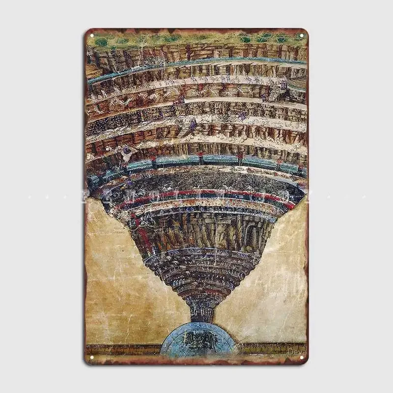 Botticelli The Abyss Of Hell Metal Sign Plaques Personalized Cinema Garage Wall Tin Sign Posters