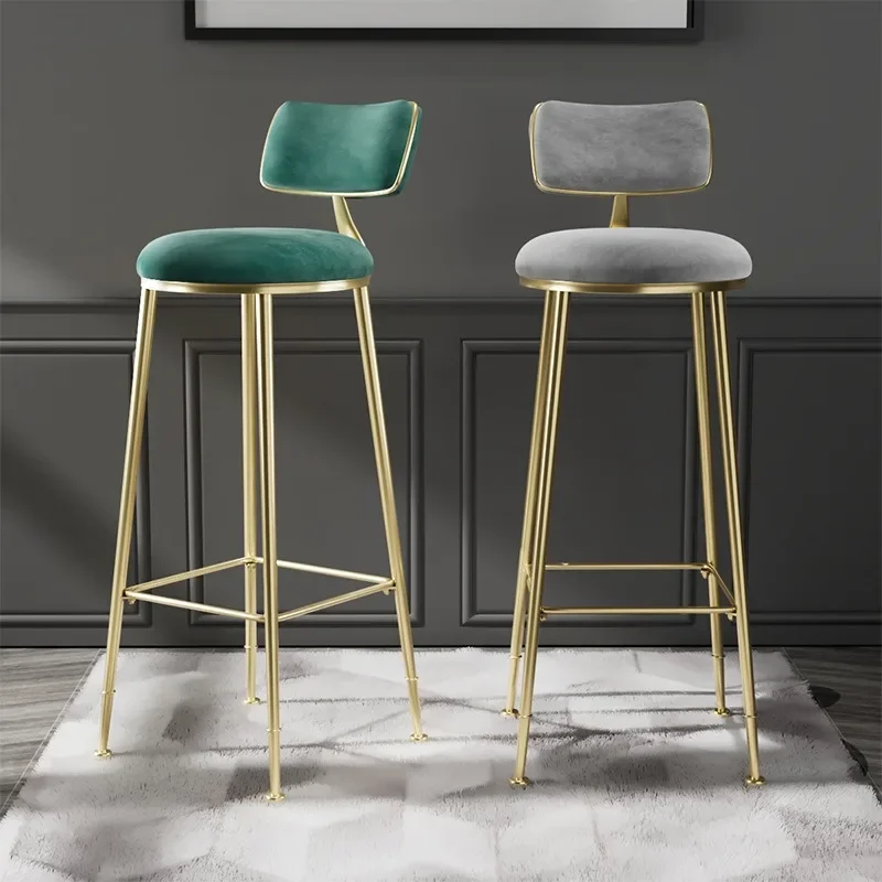 Nordic Bar Stool Simple Light Luxury Iron Home Bar Stool High Chair Backrest Stool