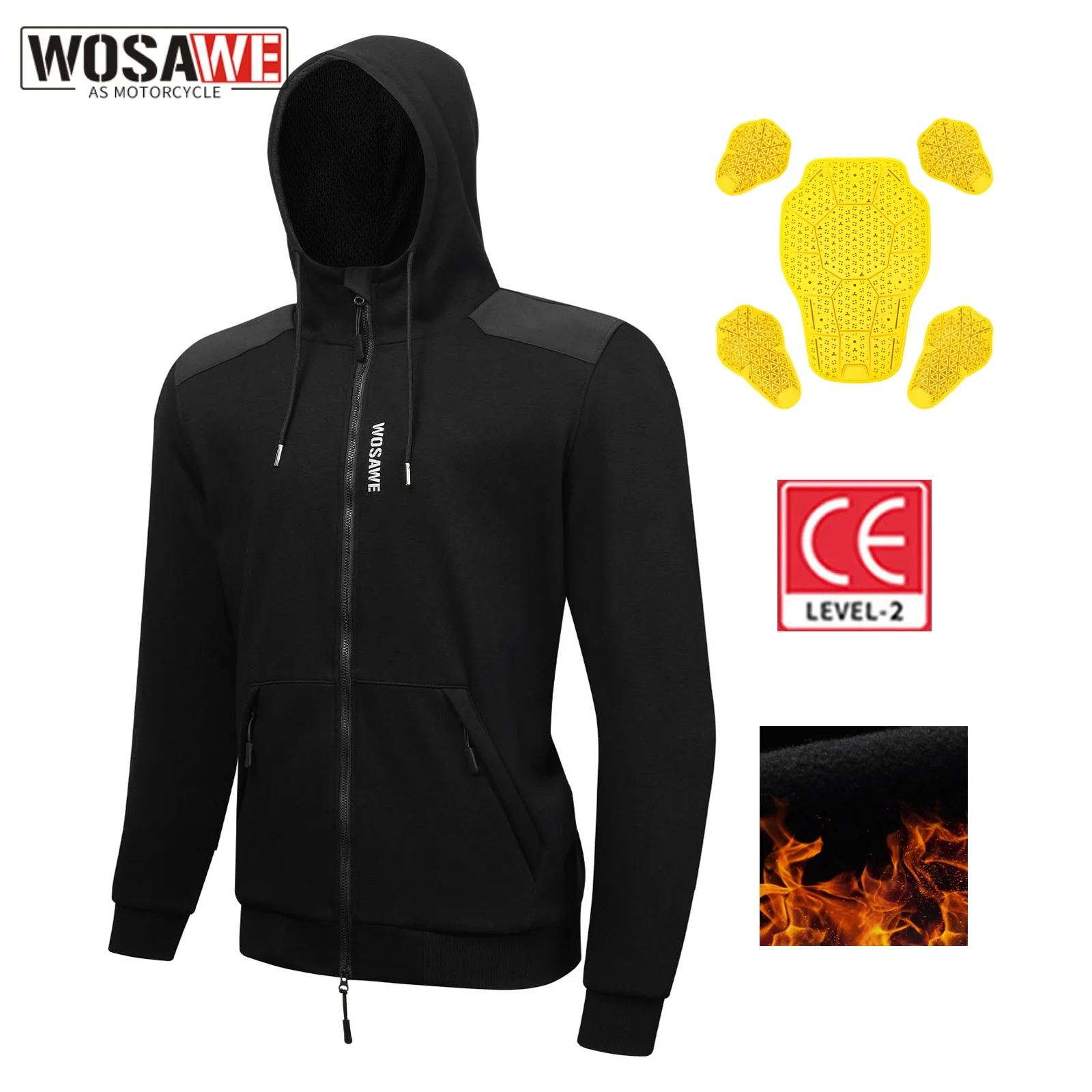 

WOSAWE Motorcycle Jacket Riding Protective Hoodie Sweatshirts Autumn Winter Motocross Riding Off Road Hooded Coat