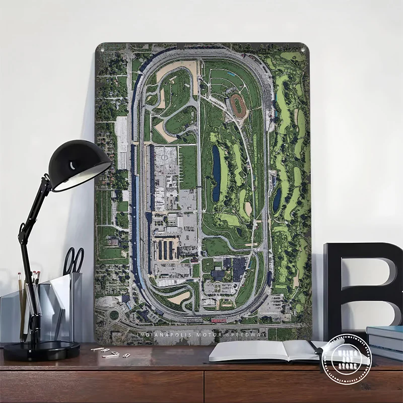 Indianapolis Motor Speedwa Poster Customized Wall Art Vintage Metal Signs Retro Tin Plaque for Man Cave Apartment Decoration