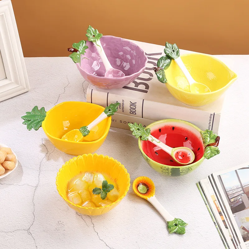 

Creative Fruit Shaped Ceramic Dessert Salad Bowl Cute Cartoon Soup Bowls Household Instant Noodles Bowl Rice Bowl Tableware