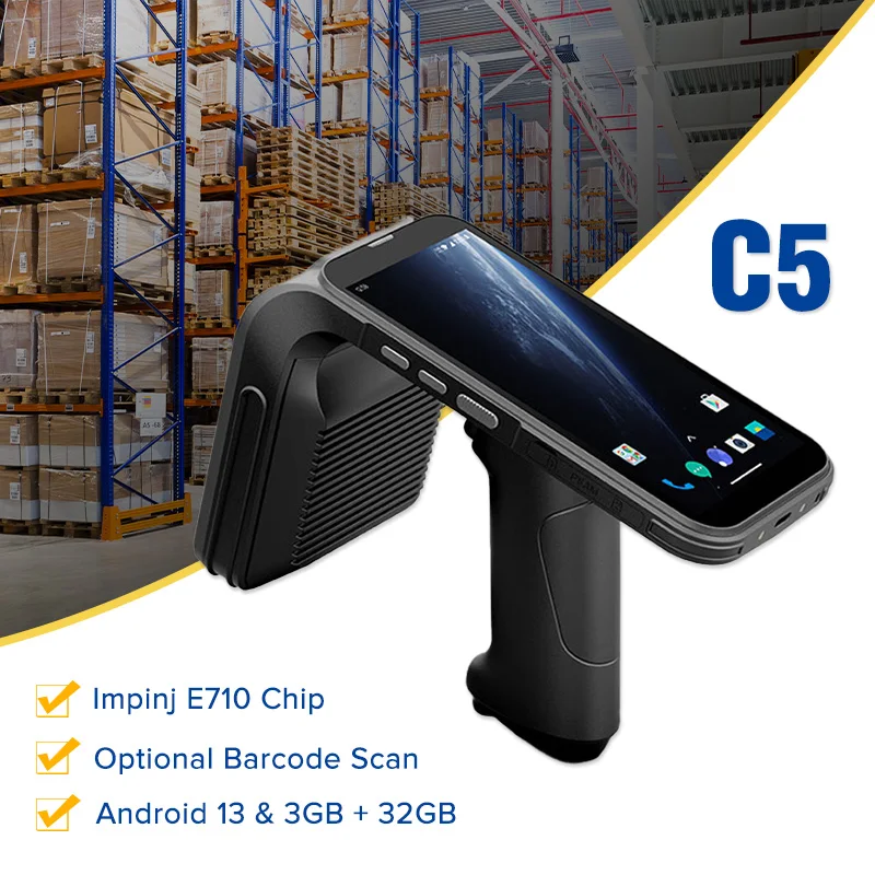 Chainway C5 UHF RFID Handheld Reader PDA with E710 Chip 2D Scan NFC Android 13 Handheld Data Terminal for Inventory Management