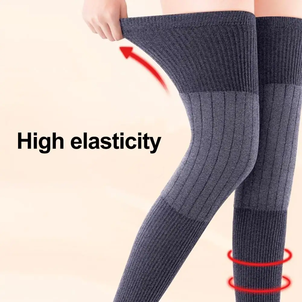 Elastic Knee Sleeves 1 Pair Knit Leg Warmers for Elderly Women Soft Stretchy Winter Knee Sleeves Thick Anti-slip for Weather
