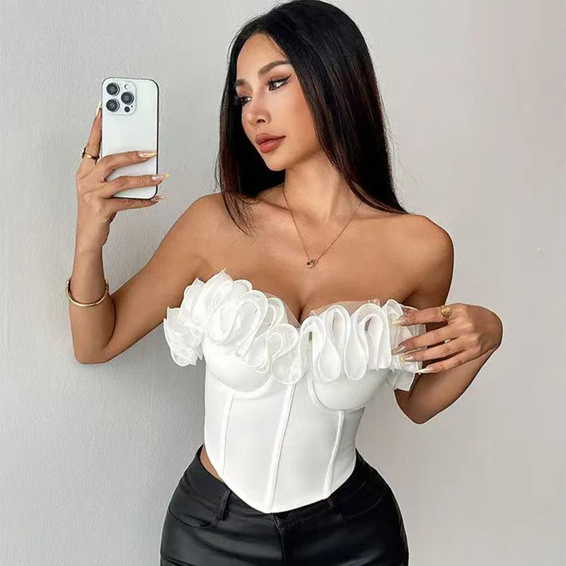 

French White Fishbone Bra Bandeau Camisole Women's Underwear Sexy Spice Girl Bone Jacket Advanced Sense Outside Wear