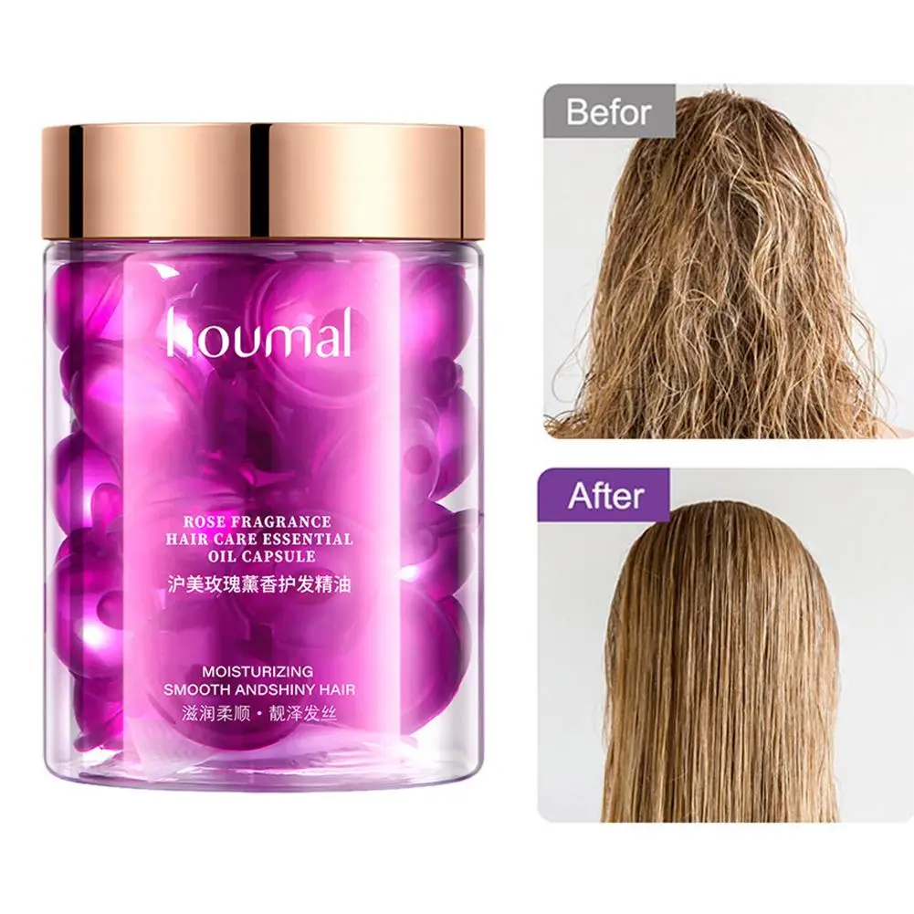 30 قطعة ﻿   مصل تصفيف الشعر للشعر الجاف المجعد كبسولات زيت جوهر الورد ترك في مكيف مكافحة التجعد إصلاح الشعر الجاف التالف