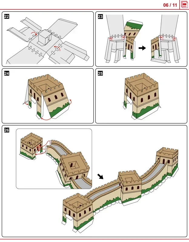 Giocattolo Papercraft fatto a mano di DIY di architettura classica del mondo del modello di carta 3D della grande muraglia della cina