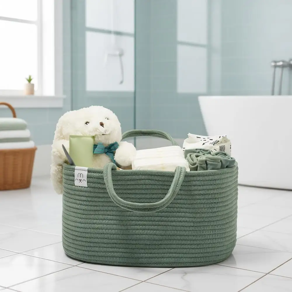 

Портативный органайзер для подгузников с ручками-веревками — большая вместимость, 3 отделения для хранения, идеально подходит для подарков на рождение ребенка и подарочных наборов.