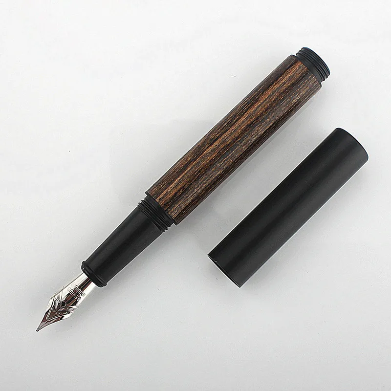Brass +Wooden Pocket Fountain Pen  F 0.5MM Nib No Clip Pen Stationery Business Writing Gifts School Supplies Cute Ink Pens - view 3