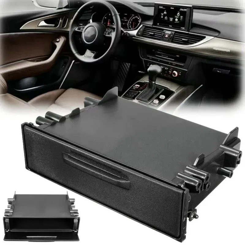

1PCS For Single DIN Car Radio Storage Box Car Radio Pocket Auto Parts Multi Application ABS Black Inner Organizer Replacement