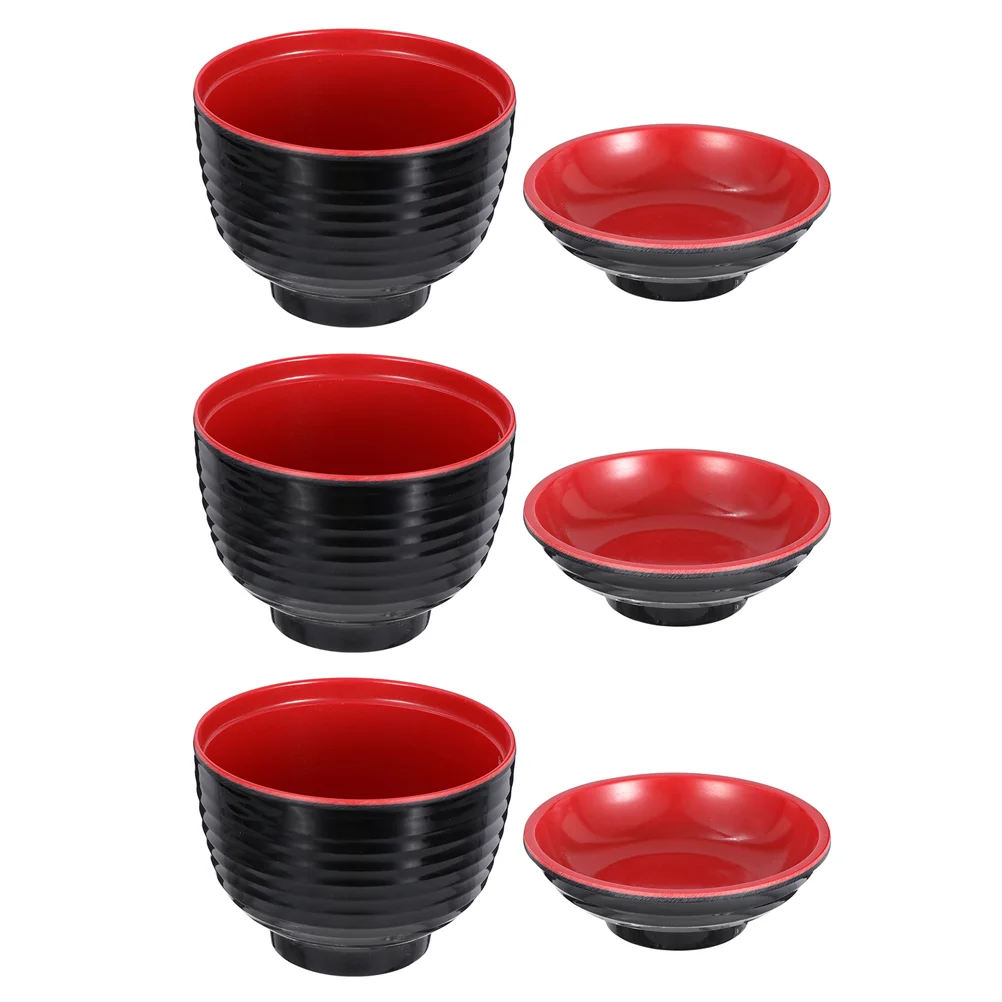 

3 Pcs Asian Salad Kit Bowl Mini Food Household Imitation Porcelain Soup Black Small