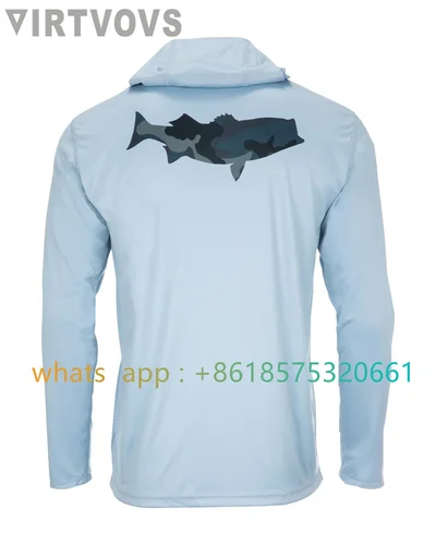 Imagen 2 del producto Camisas de pesca de manga larga para hombre, Sudadera con capucha técnica, protección Uv Sun Upf, camisa de pesca de secado rápido, ropa deportiva para deportes al aire libre 2023