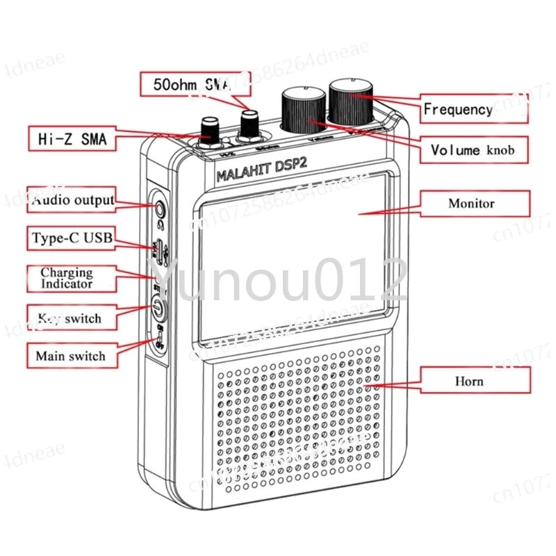 V9 1.10D Malahit-DSP1 Malachite Receiver Radio Shortwaves 50kHz-250MHz 400MHz-2GHz Receiver Reception Dropship