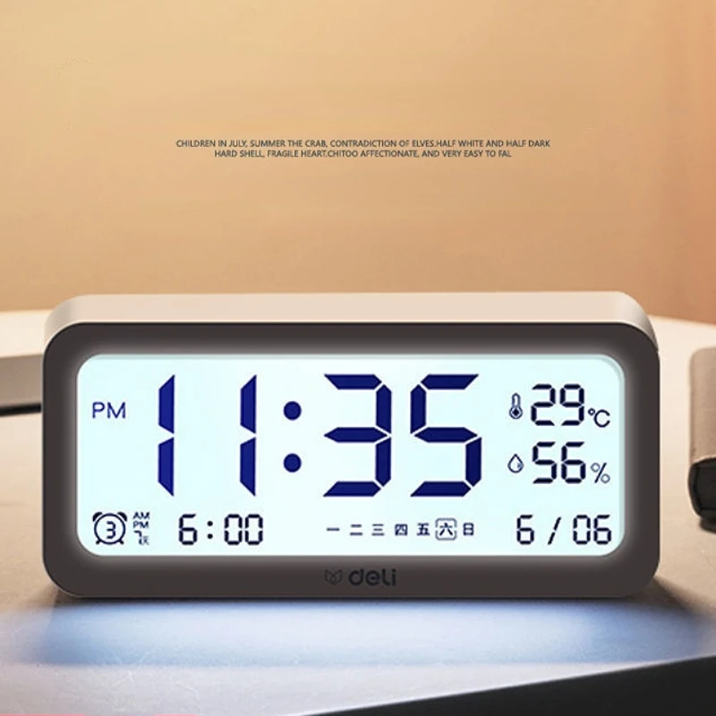 Xiaomi Deli Alarm Clock Durable Household Weather Station High Precision with Table Clock Function Mini Thermometer LCD Tools