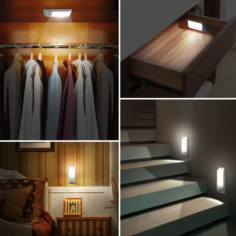 LED Long Terms Body Sensor Night Light 600mA White Light 12 Lamp Beads Rechargeable Model Cabinet Light Bedroom Bathroom